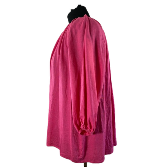 Ashley Stewart Pink Blended Linen 3/4 length sleeves Button Down Top SKU0056&57 - Picture 4 of 9